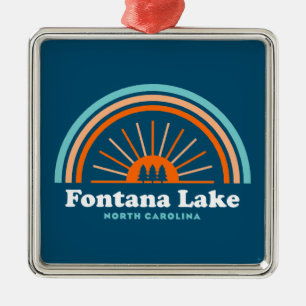 Fontana Lake North Carolina Rainbow Metal Ornament