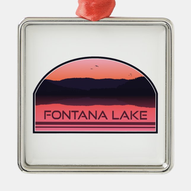 Fontana Lake North Carolina Red Sunrise Metal Ornament (Front)