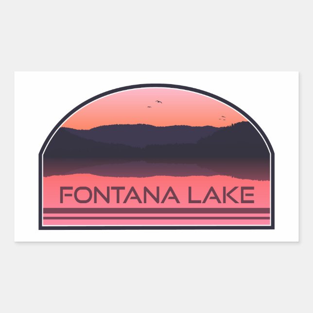 Fontana Lake North Carolina Red Sunrise Rectangular Sticker (Front)