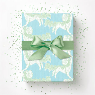 Foo Dog Waltz in Green and Aqua Wrapping Paper