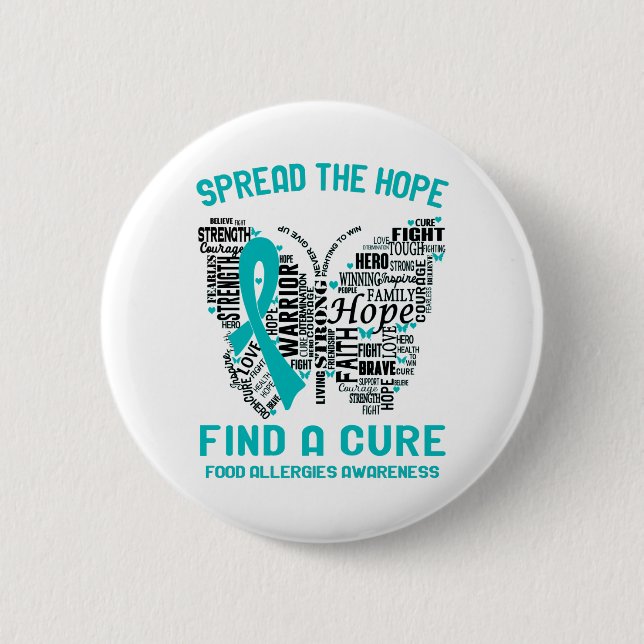Food Allergies Awareness Month Ribbon Gifts Button (Front)