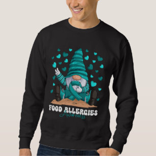 Food Allergies Awareness Month Teal Ribbon Gnome Sweatshirt