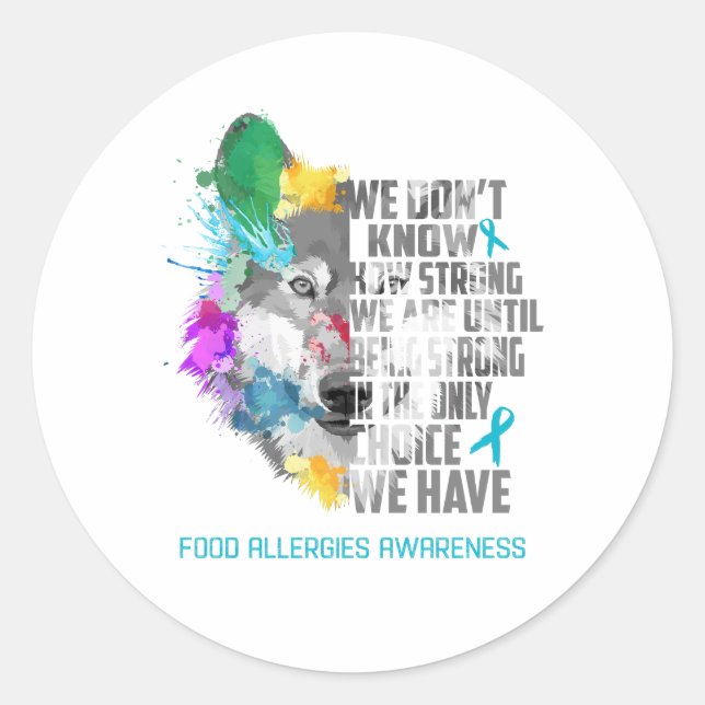 Food Allergies Awareness Ribbon Support Gifts Classic Round Sticker (Front)