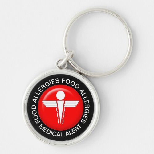 Food Allergies Medical Alert Key Chain _ RED