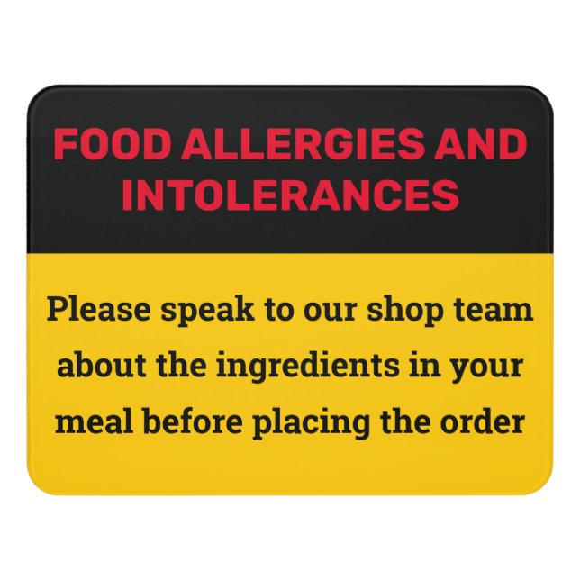 Food Allergies Sign (Contemporary Front)