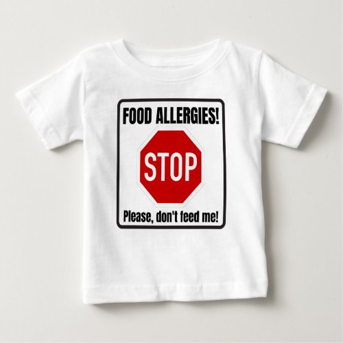 Food allergies STOP SIGN shirt for babies toddlers