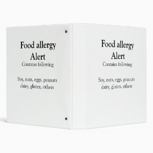 Food allergy alert add name text food items invita 3 ring binder
