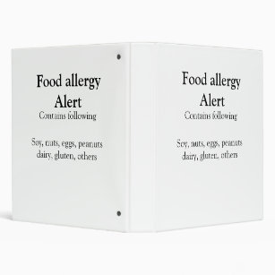Food allergy alert add name text food items invita 3 ring binder