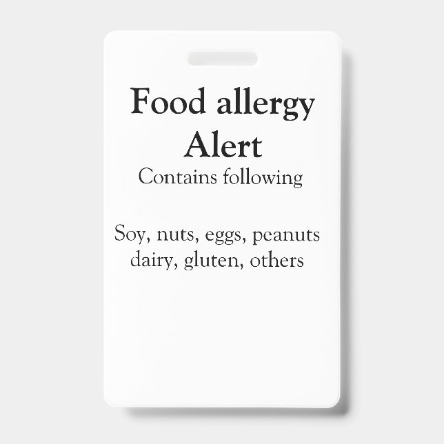 Food allergy alert add name text food items invita badge (Front)