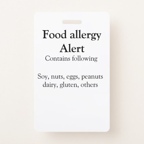 Food allergy alert add name text food items invita badge