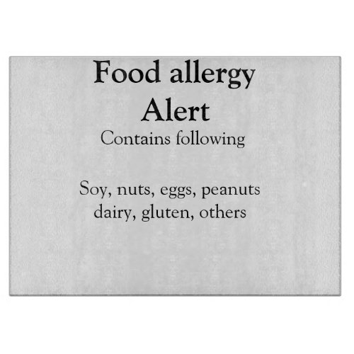 Food allergy alert add name text food items invita cutting board