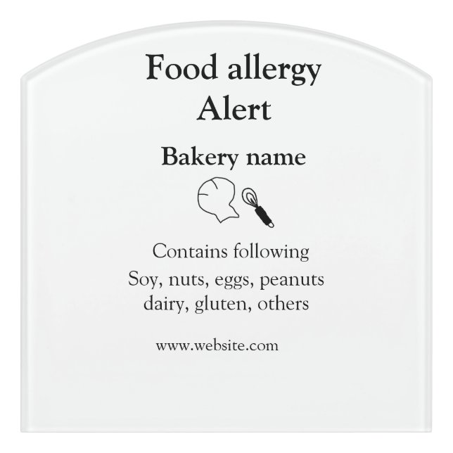 Food allergy alert add name text food items invita door sign (Contour Front)