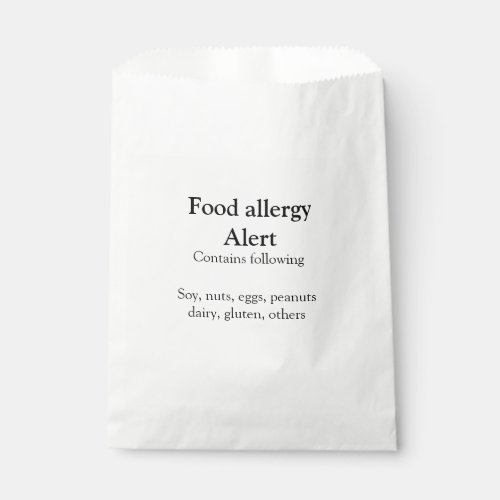 Food allergy alert add name text food items invita favor bag