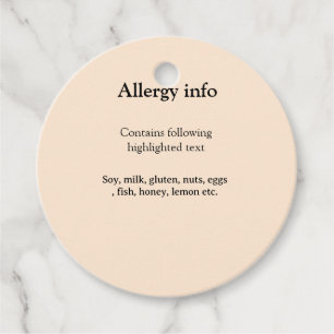 Food allergy alert add name text food items invita favor tags