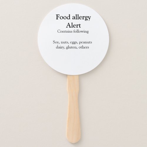 Food allergy alert add name text food items invita hand fan
