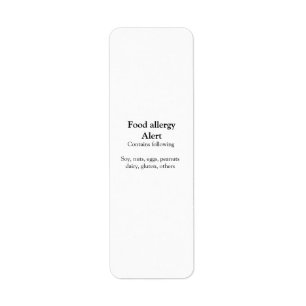 Food allergy alert add name text food items invita label