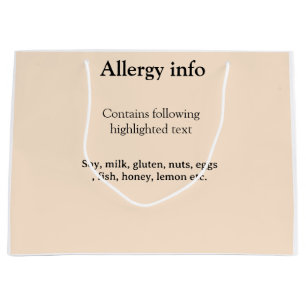 Food allergy alert add name text food items invita large gift bag