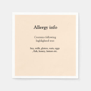 Food allergy alert add name text food items invita napkins