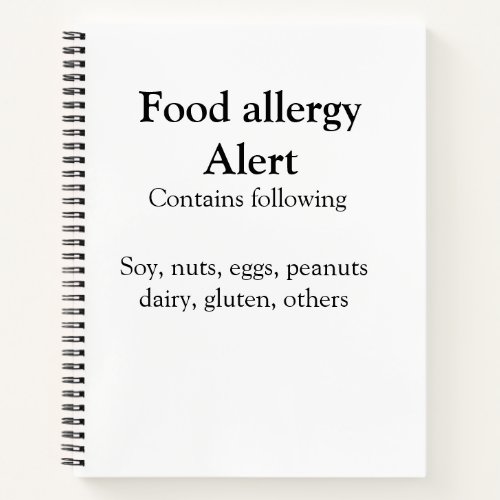 Food allergy alert add name text food items invita notebook