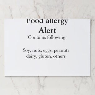 Food allergy alert add name text food items invita paper pad