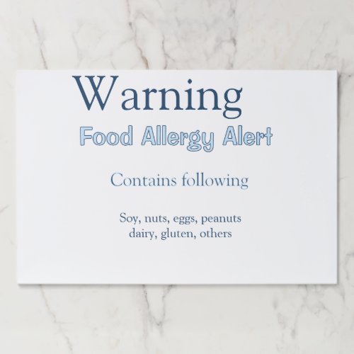Food allergy alert add name text food items invita paper pad