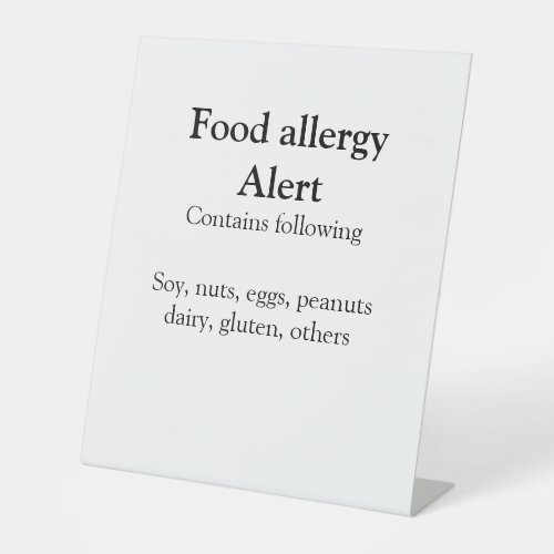 Food allergy alert add name text food items invita pedestal sign