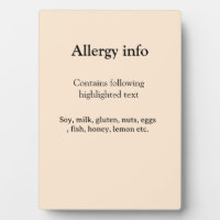 Food allergy alert add name text food items invita
