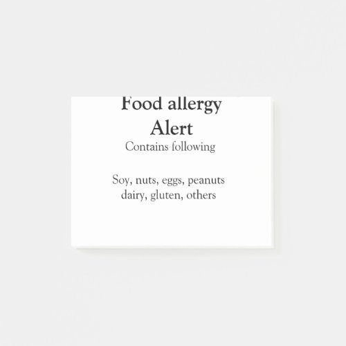 Food allergy alert add name text food items invita post_it notes