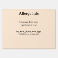 Food allergy alert add name text food items invita