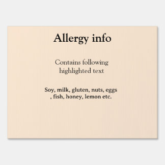 Food allergy alert add name text food items invita sign