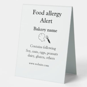 Food allergy alert add name text food items invita table tent