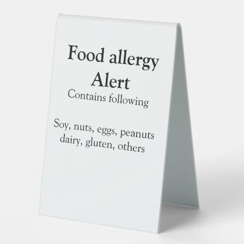 Food allergy alert add name text food items invita table tent sign