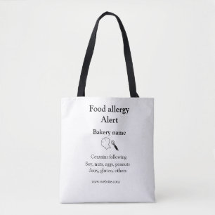Food allergy alert add name text food items invita tote bag