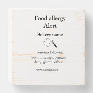 Food allergy alert add name text food items invita wooden box sign