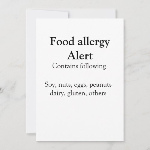 Food allergy alert add name text food items invitation
