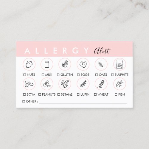 Food Allergy Alert Business Card