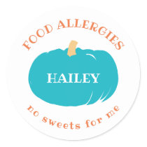 Food Allergy Alert Custom Teal Pumpkin Halloween Classic Round Sticker