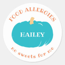 Food Allergy Alert Custom Teal Pumpkin Halloween Classic Round Sticker