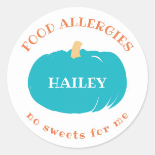 Food Allergy Alert Custom Teal Pumpkin Halloween Classic Round Sticker