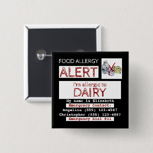 Food Allergy Alert Easy Edit Label Square Button