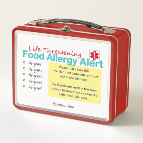 Food Allergy Alert Lunch Box