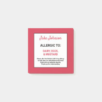 Food Allergy Alert Personalized Red Restaurant Post-it Notes