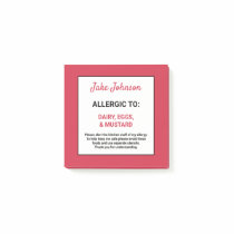 Food Allergy Alert Personalized Red Restaurant Post-it Notes