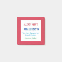 Food Allergy Alert Restaurant Alert Custom Post-it Notes