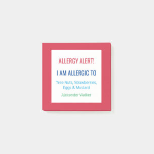 Food Allergy Alert Restaurant Alert Custom Post-it Notes