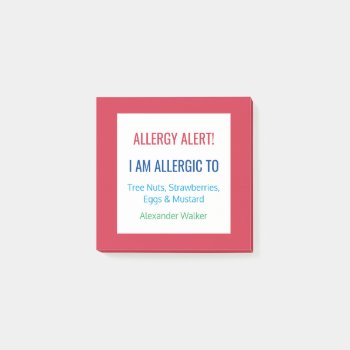 Food Allergy Alert Restaurant Alert Custom Post-it Notes by LilAllergyAdvocates at Zazzle