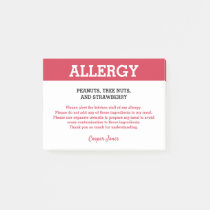 Food Allergy Alert Restaurant Personalized Post-it Notes