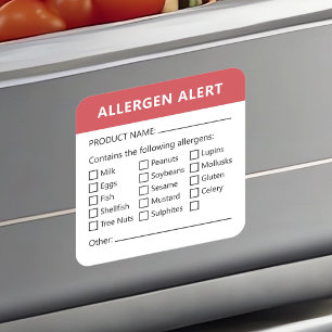 Food Allergy Alert Safety Information Label