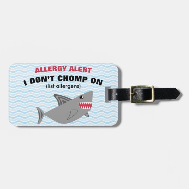 Food Allergy Alert Shark Tag for Medical Kit (Front Horizontal)