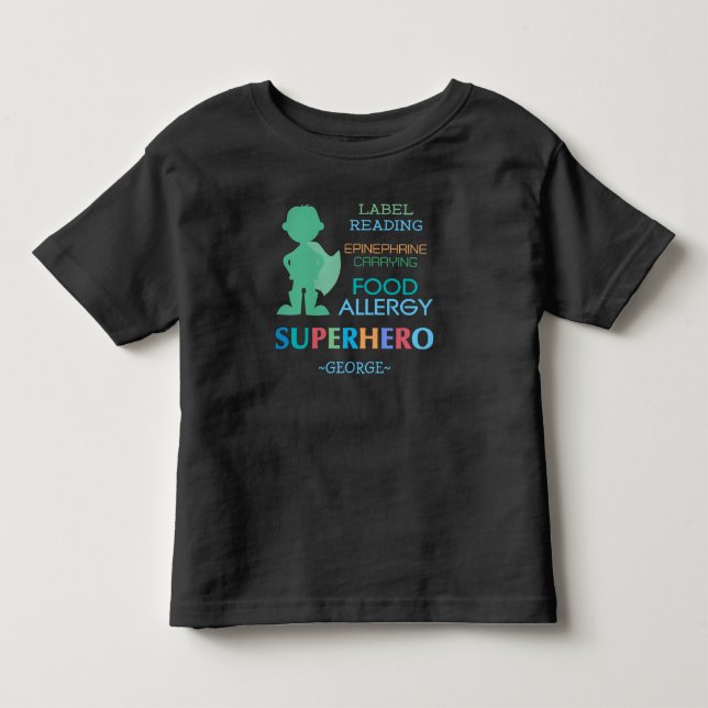 Food Allergy Alert Superhero Boys Shirt (Front)